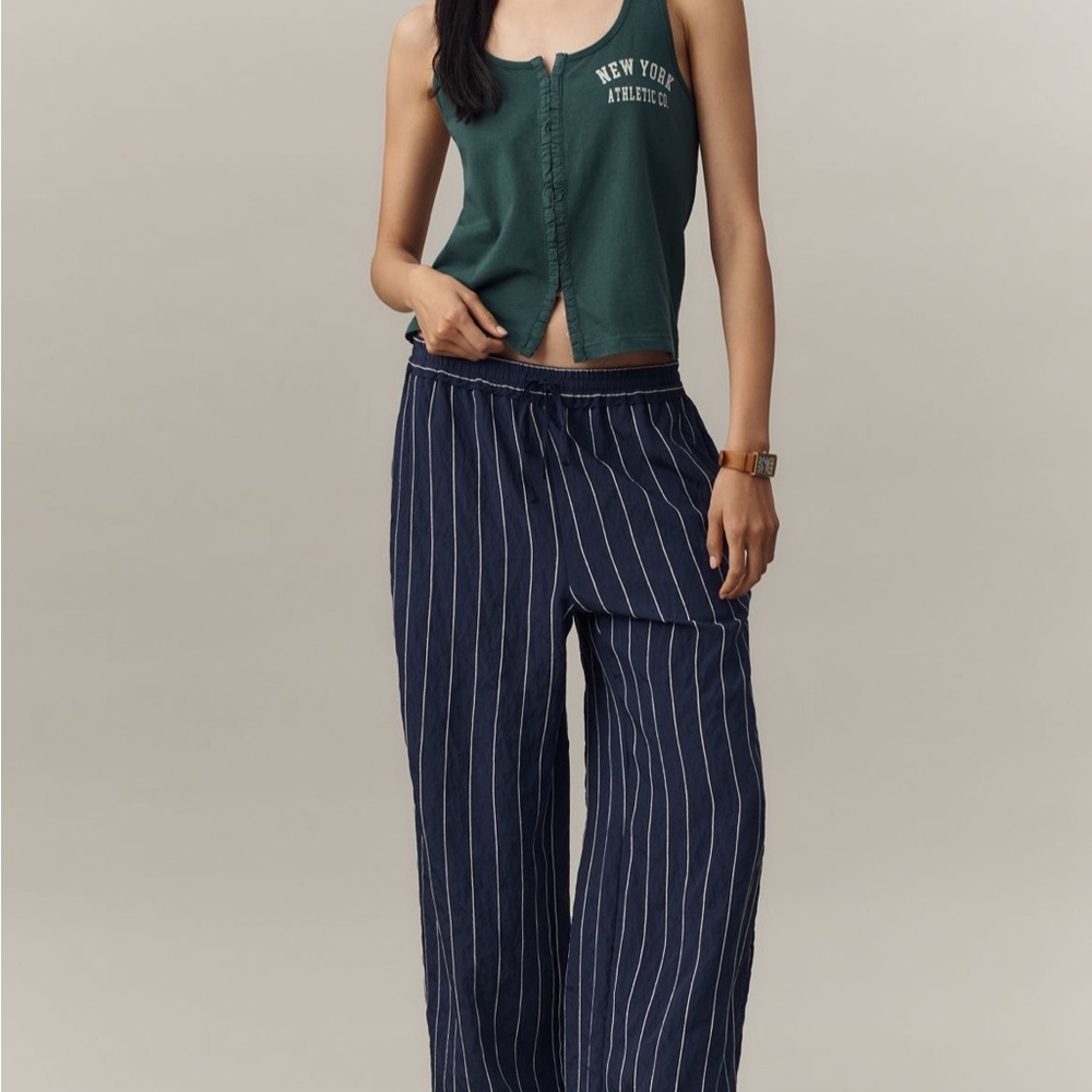 Anthropology Pilcro Teal Tank Top with Athletic Print